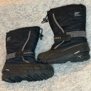 Sorel Black and White Kids' Snow Boots